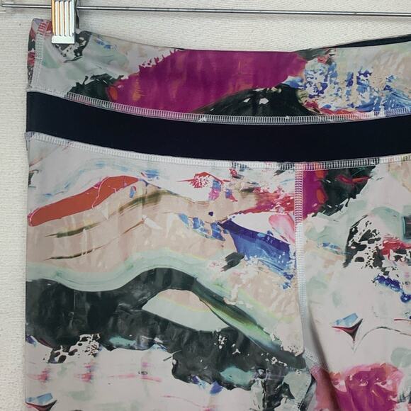 Lululemon size 8 Run inspire crop II leggings luxtreme white pink splatter mesh - Picture 4 of 13